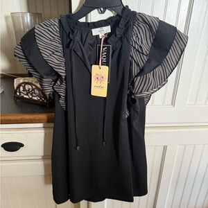 Entro Black Ruffle Sleeve Top